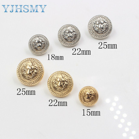 Free shipping 10pcs/Lot Dia 15/18/22/25mm,Gold&silver Color,Metal lion style Buttons, garment accessories DIY materials,LL-033 ► Photo 1/6