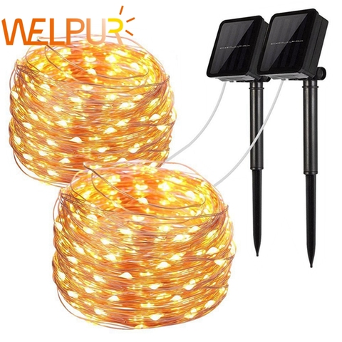 LED Outdoor Solar Lamp String Lights 100/200 LEDs Fairy Holiday Christmas Party Garland Solar Garden Waterproof 10m ► Photo 1/6