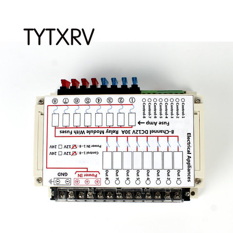 TYTXRV 8-Channel DC 12V 30A Relay Module with Fuses Patent Caravan Accessories Camper Automotorhome RV Part ► Photo 1/6