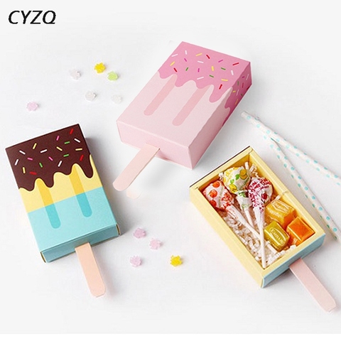Ice Cream Shape Gift Boxes Baby Shower Party Candy Box Cute Cartoon Drawer Gift Bag for Girl Boy Kids Birthday Party Favors Box ► Photo 1/6