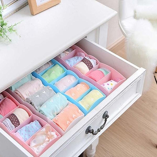 5Grids Storage Basket Plastic Wardrobe Organizer Storage Box Sock Underwear Fine 