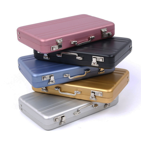New Aluminum Storage Box Business ID Credit Card Holder Mini Suitcase Bank Card Holder Jewelry Case Box Organizer ► Photo 1/6