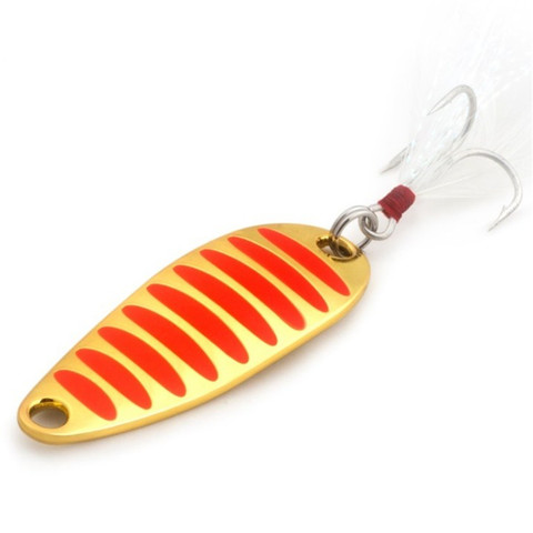 1pcs Spoon Fishing Lure Gold/Sliver 10g 15g 20g Metal Wobbler Hard Fishing Baits Spinnerbait with Feather Carp Fishing Tackle ► Photo 1/6