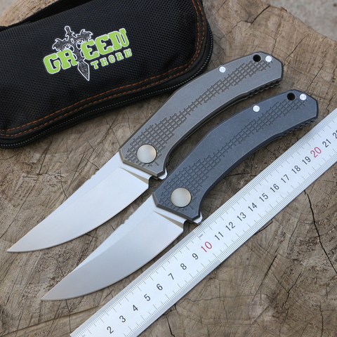 Green thorn JEANS Flipper folding knife m390 steel TC4 Titanium handle outdoor camping hunting pocket kitchen knives EDC tools ► Photo 1/1