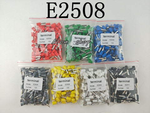 Free Shipping 100pcs E2508 for 2.5mm2,14 AWG Pre-insulated Terminal  Tubular Connector  Bootlace Ferrules Cord Pin End ► Photo 1/6