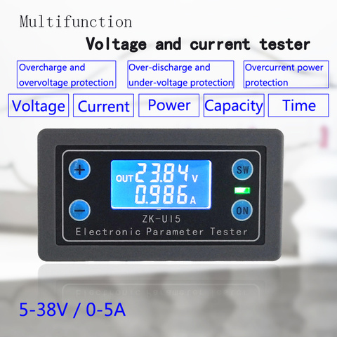 DC5-38V Battery Tester Voltmeter ammeter electronic load monitor charger tester Power capacity Meter Charge discharge Controller ► Photo 1/4