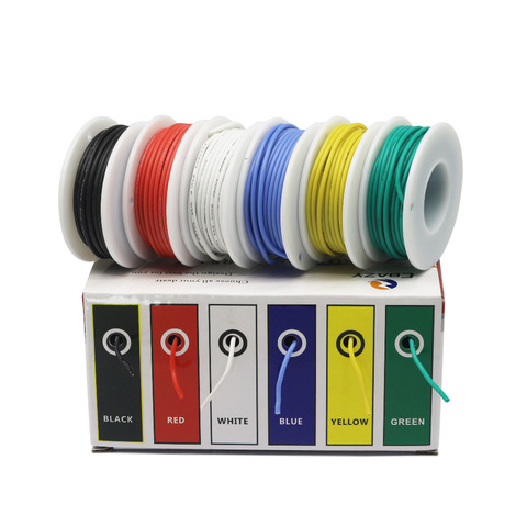 CBAZ 30 AWG  Hook up Wire Kit (Stranded Wire Kit) 30 Gauge Flexible Silicone rubber Electric wire 6 colors 32.8 feet Each  ► Photo 1/6