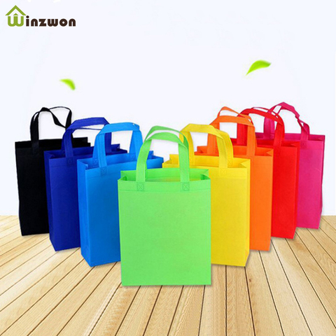 10 pcs DIY Kids Birthday Party favors gift bags with handles Treat Bags Solid Color cloth Shopping Bag Multi-use Gift Tote Bags ► Photo 1/6