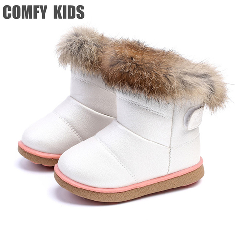 Winter Warm Plush Baby Girls Snow Boots Shoes Pu Leather Flat With Baby Toddler Shoes Outdoor Snow Boots Girls Baby Kids shoes ► Photo 1/6