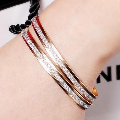 2pcs/set Fashion Double circle matte rose gold bracelets Bangles ► Photo 1/6