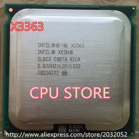 lntel Xeon X3363 SLBC3/SLASC CPU Processor 2.83GHz /LGA771/12MB L2 Cache/Quad Core(works on LGA 775 mainboard 2 Pieces Free) ► Photo 1/2