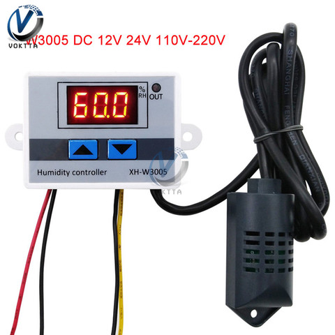 W3005 XH-W3005 12V 24V AC 110V-220V LED Digital Humidity Controller Hygrometer Humidity Control Switch Hygrostat Sensor 0~99%RH ► Photo 1/6