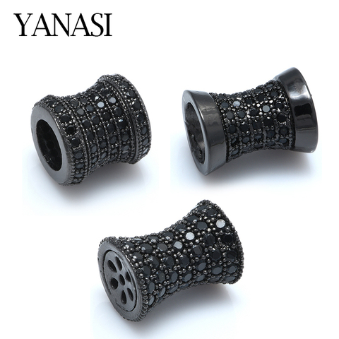 3 Styles Black Spacer Tube Beads Slider Beads Pave Cubic Zirconia  Bead For Bracelet Necklace Making DIY Accessories ► Photo 1/6