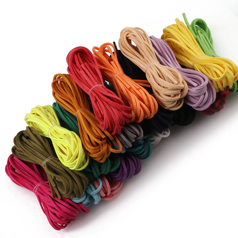 5 Meters 3mm Korea Artifical Suede Flat Leather Cord Lace String Strap Necklace Rope Bead Bracelet Finding 20 Colors ► Photo 1/6