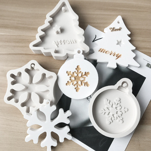 Christmas Tree Aromatherapy Wax Silicone Mold Snowflake Elk DIY Aroma Gypsum Plaster Silicone Mould For Car Pendant K144 ► Photo 1/5
