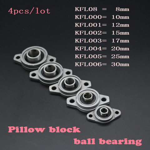 4pcs/lot Zinc Alloy Diameter 8mm to 30mm Bore Ball Bearing Pillow Block Mounted Support KFL08 KFL000 KFL001 KFL002 KFL003 KFL004 ► Photo 1/2