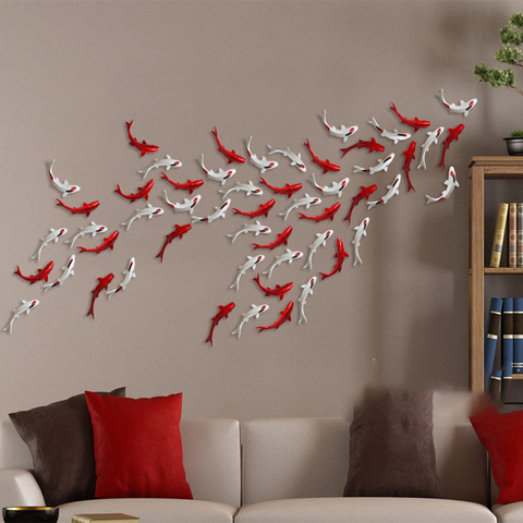 1PCS 3D Home Wall Background Resin Fish Ornament Wall Hanging Flowers Mural Crafts Decoration Wedding Gift Wall Sticker Decor ► Photo 1/6