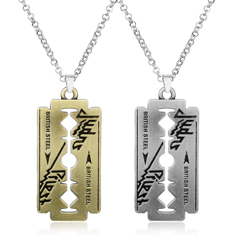 Music Band Judas Priest Necklace razor blade shape Pendant Fashion link chain Necklaces Friendship Gift Jewelry Accessories ► Photo 1/6