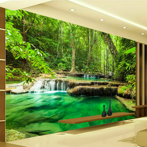 Custom 3D Photo Wallpaper Green Forest Scenery Large Wall Painting Living Room Bedroom Background Wall Mural Papel De Parede 3D ► Photo 1/6