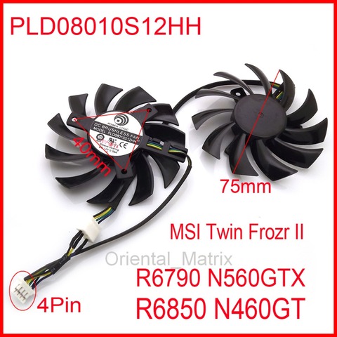 2pcs/lot PLD08010S12HH DC 12V 0.35A 75mm Fan For MSI R6790 N560GTX R6850 N460GT Twin Frozr II  Graphics Video Card Fan ► Photo 1/6