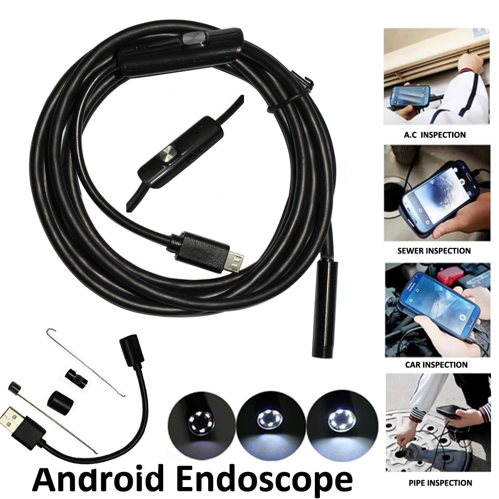 5.5MM 6LED USB Borescope Inspection Endoscope 1M Snake Camera for Android PC 