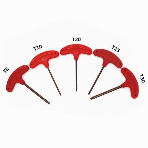 1pc T Type T8 T10 T20 T25 T30 Key Wrench Spanner red color for CNC Tool Holder Torx Screw wrench ► Photo 1/1
