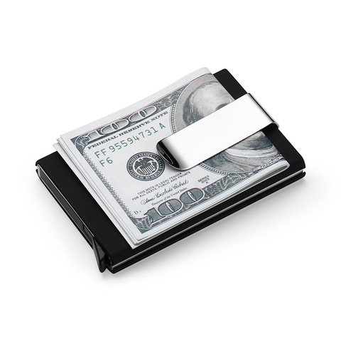 High QualitId Men's Wallets Credit card holder Automatic card sets business aluminum wallet card sets cash clip holder ► Photo 1/6