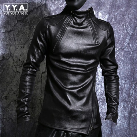 Autumn Winter Men Stand Collar Warm Fleece Lining Jacket Pullover Gothic Slim Fit Punk Coat Black Motorcycle Pu Leather Jacket ► Photo 1/6