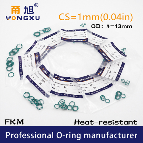 15PCS/lot Green FKM Fluorine Rubber O-rings Seals CS1mm OD3/4/5/6/7/7.5/8/9/10/11/12/13*1mm O Rings Gasket Rings organic Washer ► Photo 1/6