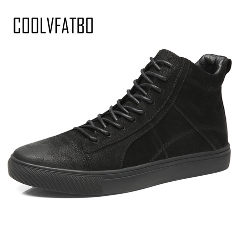 COOLVFATBO Quality Brand Men Boots Fashion Men Ankle Boots Winter Autumn Casual Men Genuine Leather Boots Man Shoes Big Size46 ► Photo 1/6