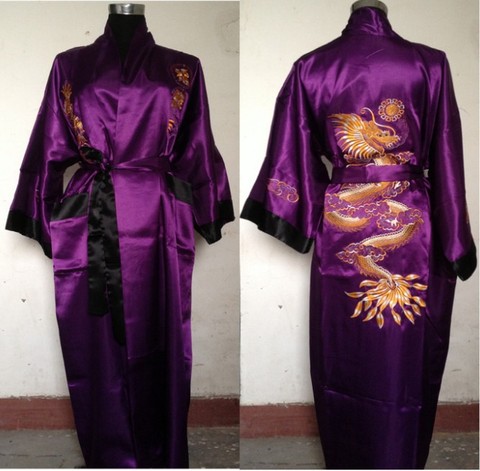 Free shipping Purple black Reversible Two-face Chinese Men's Silk