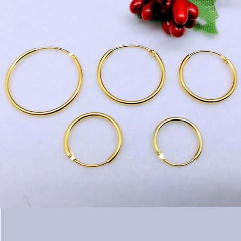 Golden 925 Sterling Silver Hoop Earrings Plated With Gold For Women Men Round Circle Earrings Hoops Ear Rings Earings Jewelry ► Photo 1/6