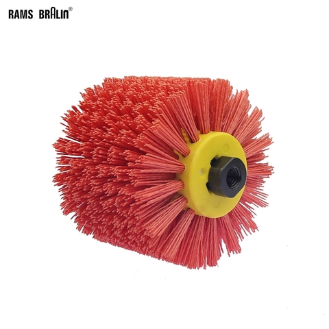 120*100*19mm Red Abrasive Wire Drum Brushes Deburring Polishing Buffing Wheel for Furniture Wood Angle Grinder Adapter ► Photo 1/4