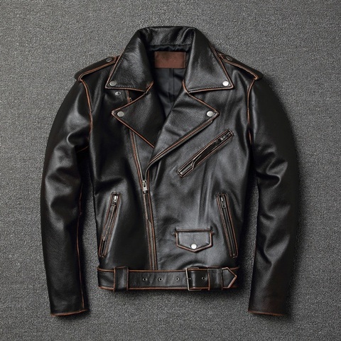 YR!Free motor biker genuine leather jacket - Main Image