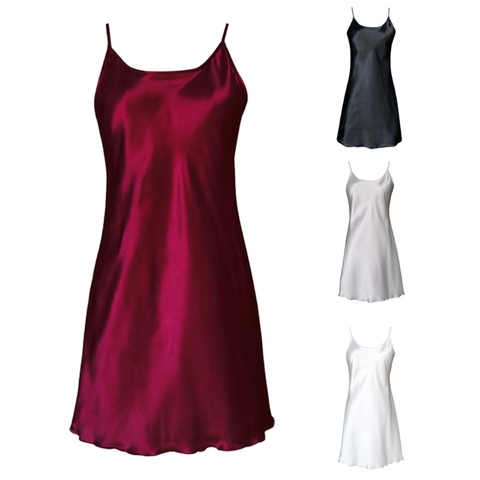 2022 Women's Satin Nightdress Sexy Lotus Hem Sling Dress Chemise Mini Nightgown ► Photo 1/6