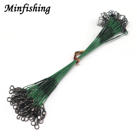Minfishing 24 PCS Steel Fishing Rope Wire Fishing Leader Line with Barrel Swivel Trace Lure Protecting Line 15cm,23cm,30cm ► Photo 1/6