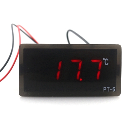 Mini PT-6 -40~110C Digital  Thermometer Temperature Meter AC DC 12V with 2m NTC Sensor Probe Red LED ► Photo 1/6