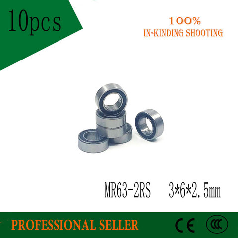 10pcs MR63-2RS MR63 RS 3x6x2.5mm P6 The Rubber Sealing Cover Thin Wall Deep Groove Ball Bearing Miniature Bearing L630 ► Photo 1/1