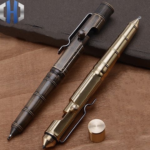 Brass Pen Manual Machine Gun Creative Retro Pure Copper Bamboo Section Pen Office Stationery High-end Gift Pen ► Photo 1/6