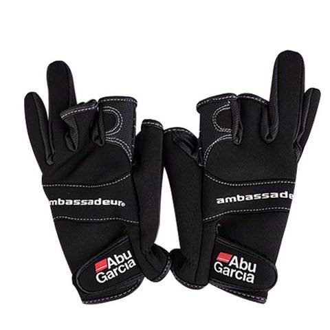 leather gloves for fishing glove three figner High-quality Aub Garcia fabrics Comfort Anti-Slip Fishing fingerless gloves ► Photo 1/4