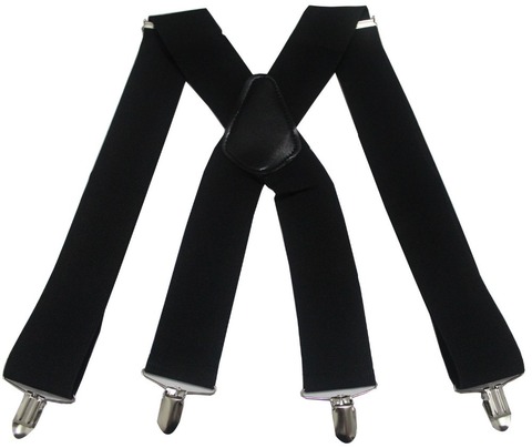 Winfox Vintage Black White 5cm Wide Men's Suspenders Men Braces 4 Clip Elastic Male Suspenders ► Photo 1/6