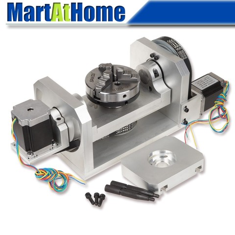 CNC Router Machine Rotary Table 4th & 5th Rotational Axis with Chuck & 57 2-Phase 250 oz-in Stepper Motor ► Photo 1/1