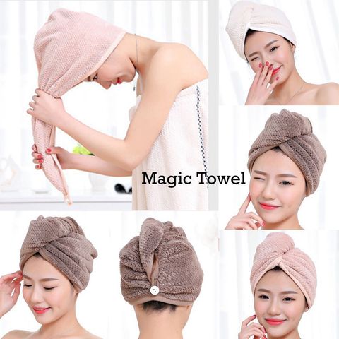 Women Hair Quick Drying Microfiber Towel Turban Knot Twist Loop Wrap Hat Cap ► Photo 1/6