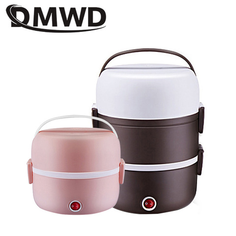 DMWD Electric 2L mini rice cooker stainless steel 2/3 layers food warmer steamer portable automatic heating insulation lunch box ► Photo 1/1