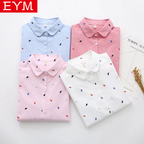 EYM Brand Printed Shirts Women 2022 Spring New Women Long Sleeve Blouse Good Quality Cotton Blouses White Tops Blusa Feminina ► Photo 1/6