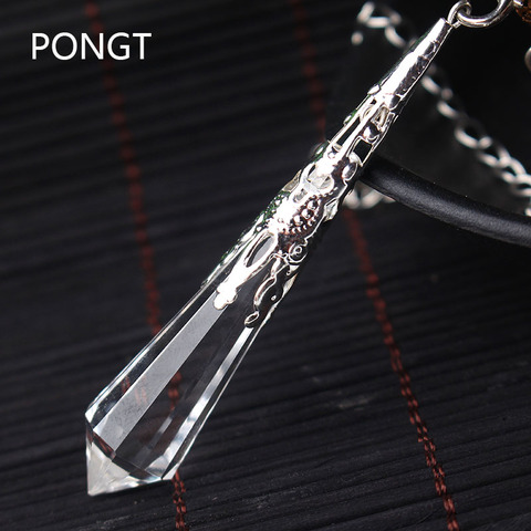 New natural white crystal pendulums for dowsing reiki Chakra healing crystals charms necklace filigree pendant ► Photo 1/5
