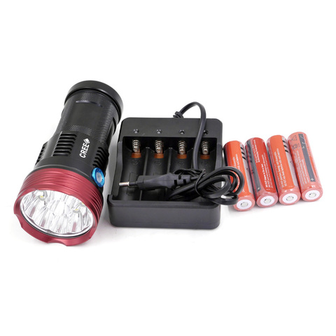 Hunting Flashlight 9000 lumens King 9T6 LED 9 x XM-L T6 LED Torch lantern For Camping Work Lamp+4x 18650 Battery+Charger ► Photo 1/1