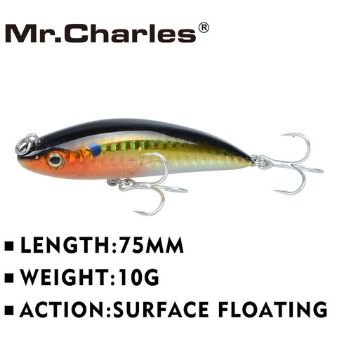 Mr.Charles CMC027 Fishing Lure 75mm/10g Surface Floating Shad VIB Swimbait Crankbait Iscas Leurre Vibration Plastic ► Photo 1/6
