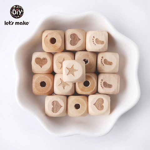 Let's make Wooden Printed Breads 10pc 12mm Baby Teething Jewelry Making Beads DIY Wooden Teether Beads For Baby Nursing Pendant  ► Photo 1/6
