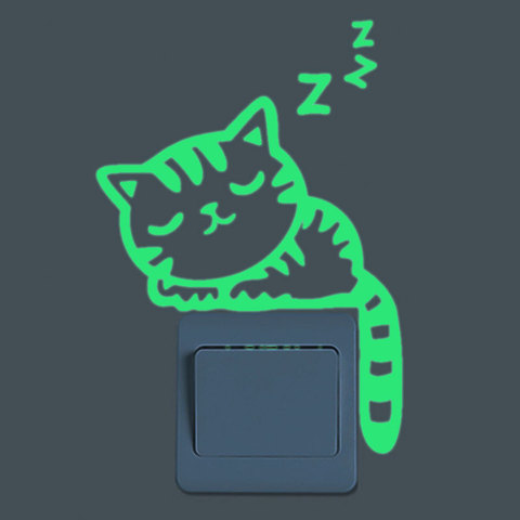 Cute Luminous Snooze cat Switch Sticker Glow in the Dark Fluorescent wall Stickers Kid Room Living room switch Home Decoration ► Photo 1/6